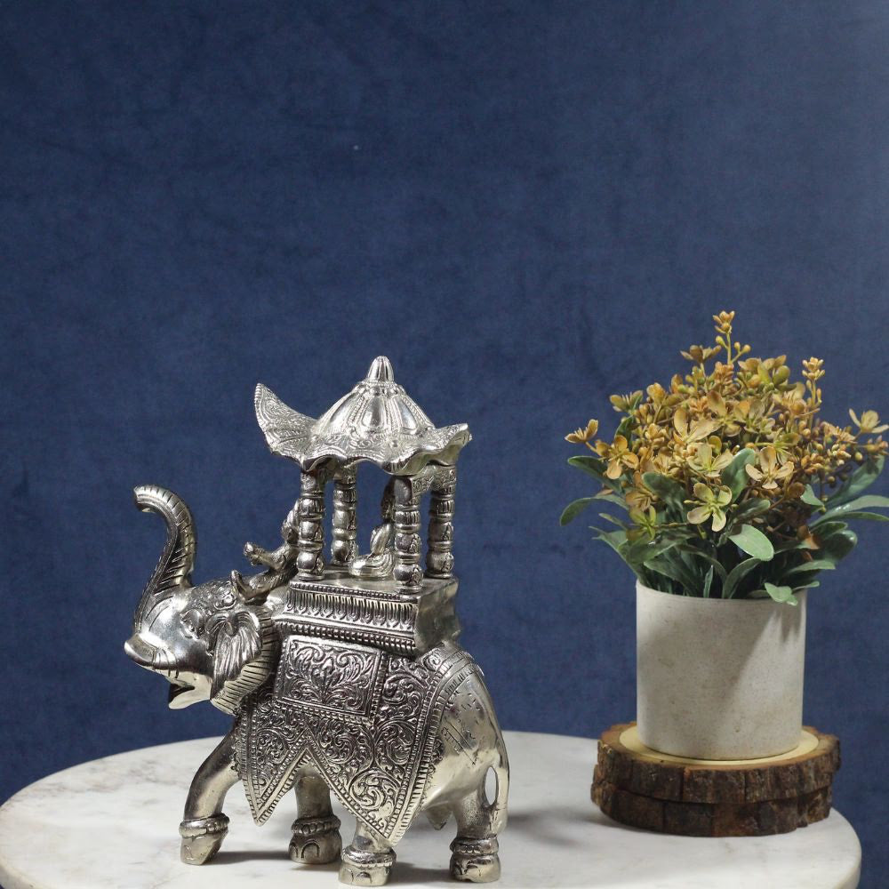 Metal Ambabari Elephant — Handcrafted Royal Procession Figurine