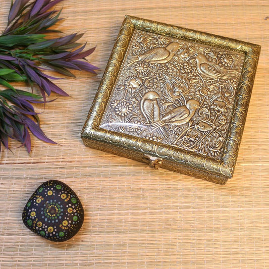 Wooden Bird Dry Fruit Box | 8×8 inches | Handcrafted Indian Gifting