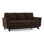 Modern 3 Seater Sofa | Mid-Century Upholstered Sofa with Wooden Arms- Shivora Crafts