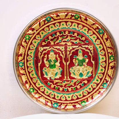 Steel Meenakari Plate 11"
