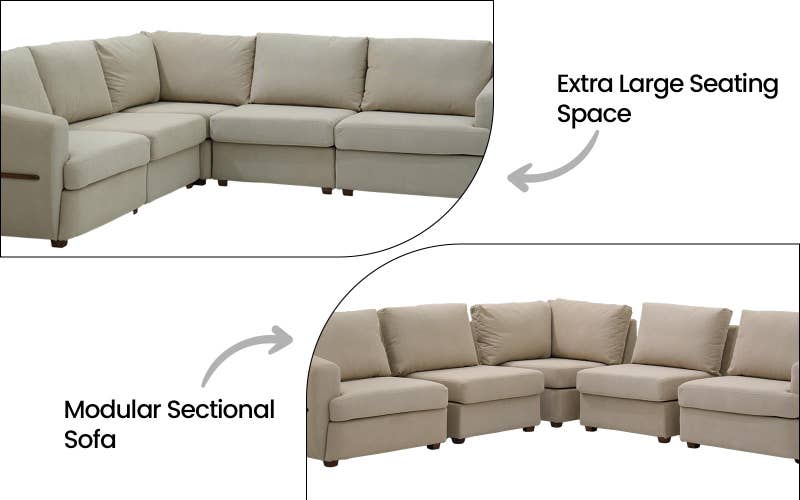 Modern L-Shaped Sectional Sofa with Corner Chaise