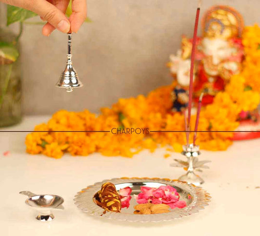 Brass & Silver Pooja Thali – Set of 4