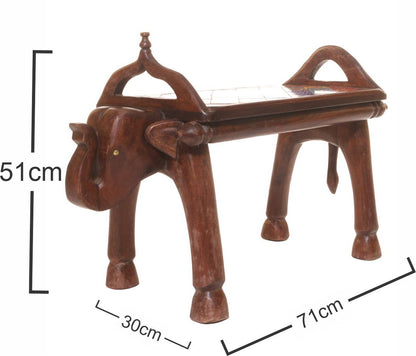 Handcrafted Wooden Elephant Bench – Traditional Carved Decorative Bench for Living Room & Home Décor