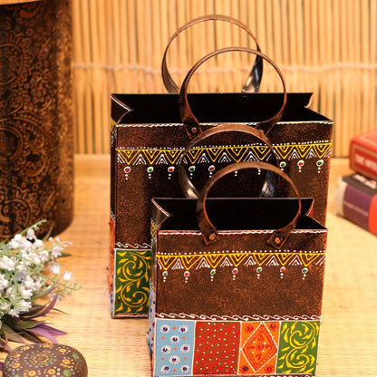 Iron Printed Planter Set Of 2