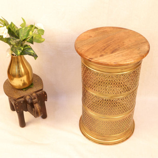 Handcrafted Wooden Stool – Premium Decorative Side Stool for Home Décor