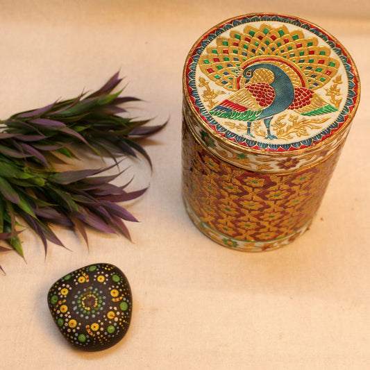 Meenakari Wooden Jar Medium