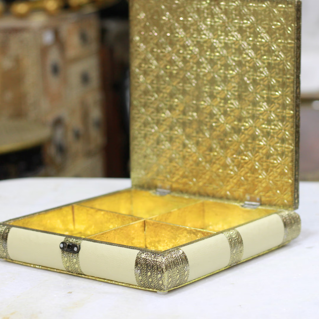Resin Round Rajwadi Dry Fruit Box | 10×10 cm | Royal Indian Gifting
