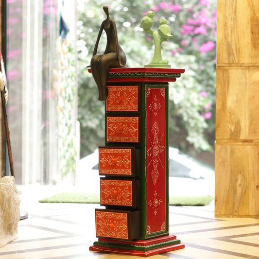 Handcrafted Wooden Pillar (Big) – Traditional Decorative Wooden Pedestal Stand for Home & Office Décor