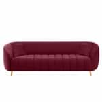 Modern Channel-Tufted Upholstered Sofa with Rounded Arms & Vertical Stitching