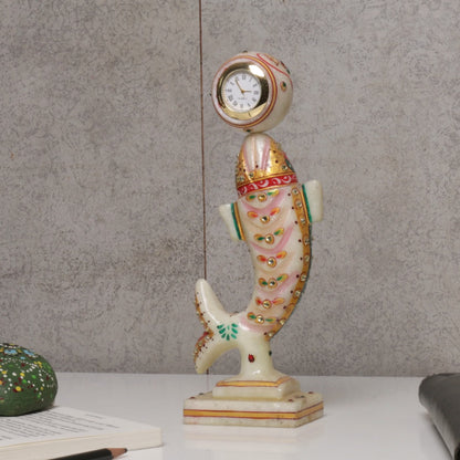 Marble Fish Table Clock