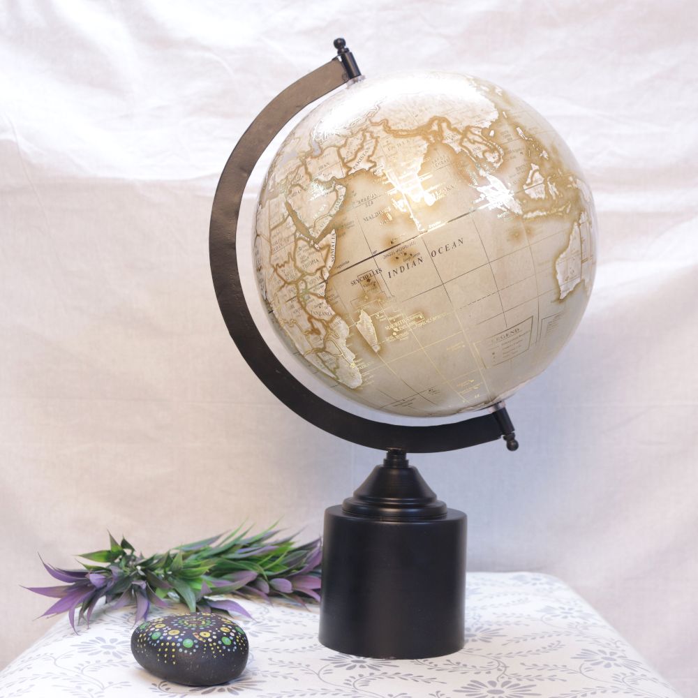 Handcrafted White Globe 16-Inch Decorative Wall Mirror – Elegant Home Décor Accent