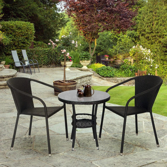 Outdoor Patio Dining Set – 2 Chairs & Round Table