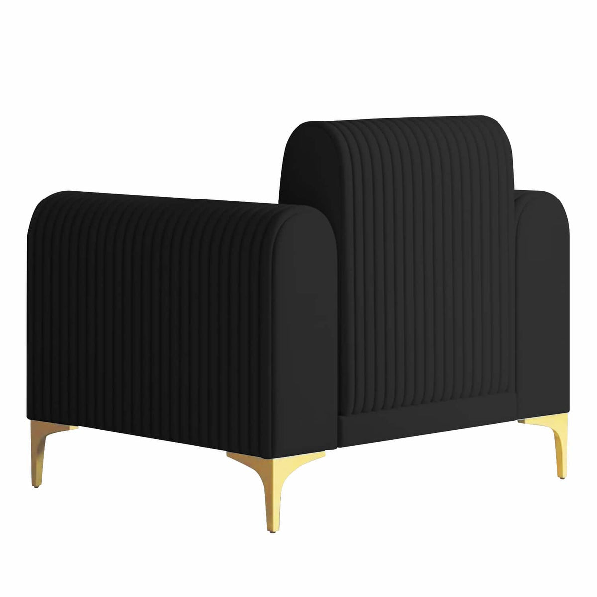 Modern Channel-Tufted Accent Chair with Curved Arms & Metal Legs