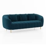 Modern Quilted 3-Seater Sofa with Channel-Tufted Seat & Cushions
