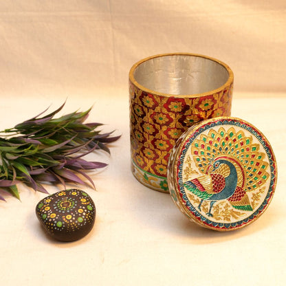Meenakari Wooden Jar Medium
