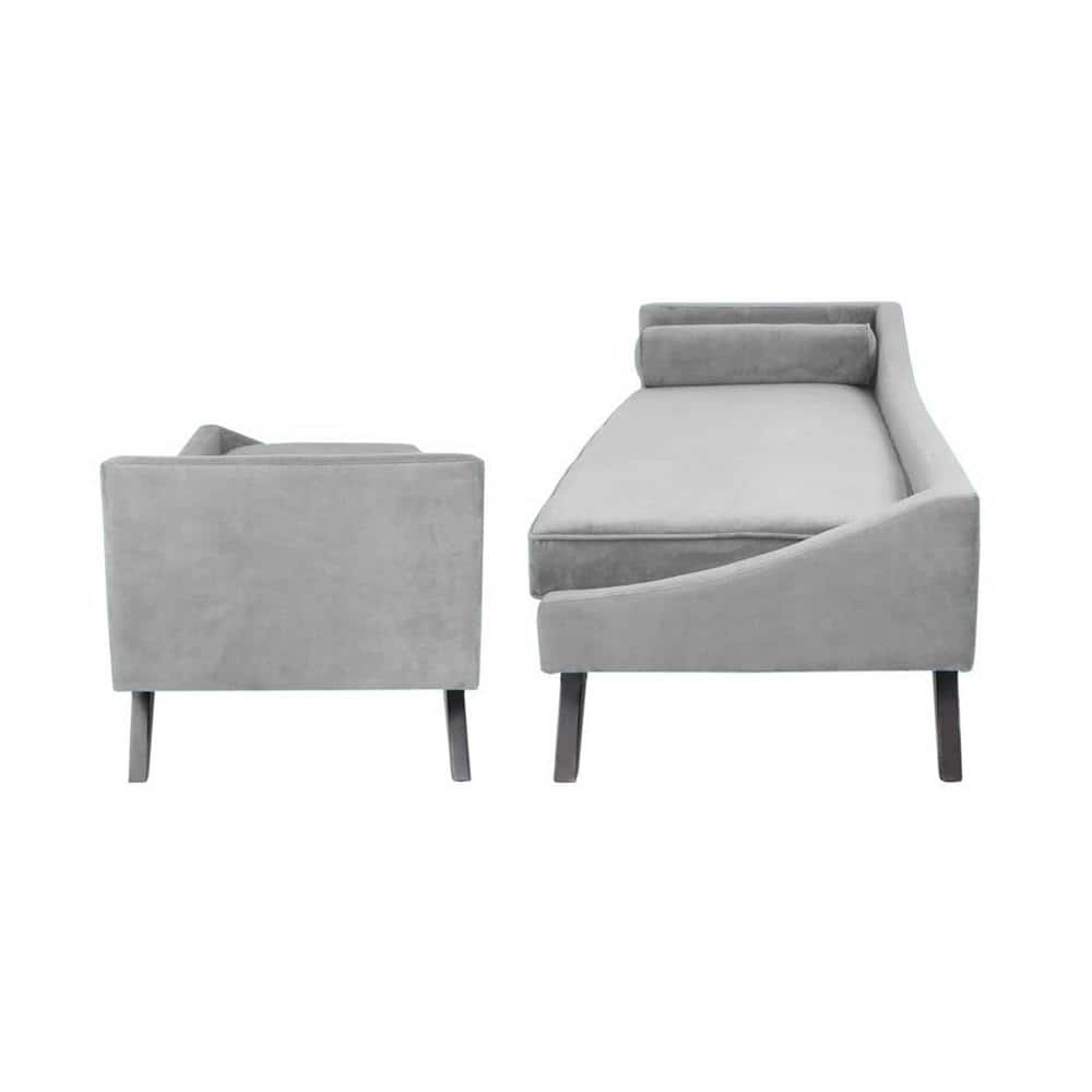 Modern Chaise Lounge Sofa with Bolster Pillow & Slanted Legs
