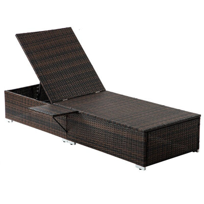 Outdoor Chaise Lounge Set with Adjustable Backrest & Side Tables