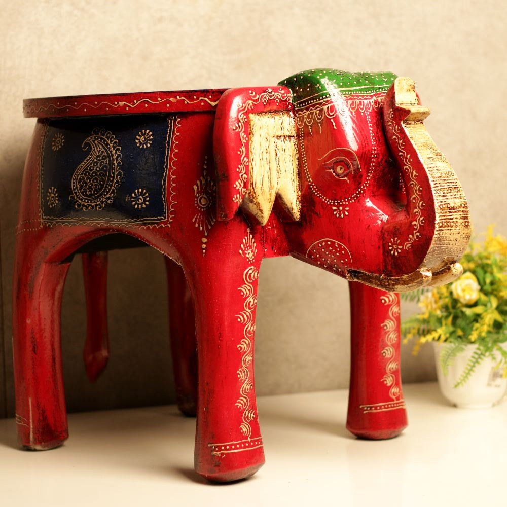 15' Wooden Colorful Elephant Stool