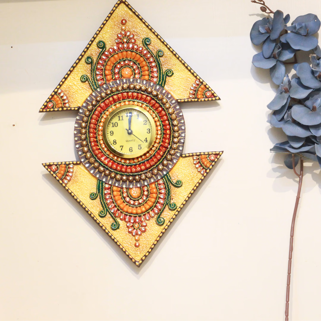 Kundan Clock — Handcrafted Decorative Clock