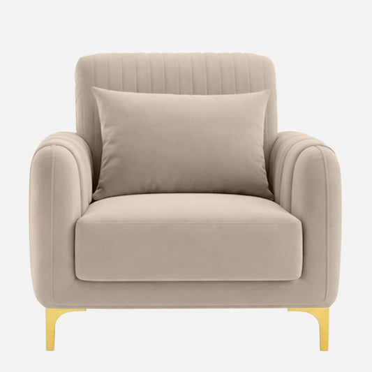 Modern Upholstered Accent Chair with Vertical Channel Back & Rounded Arms