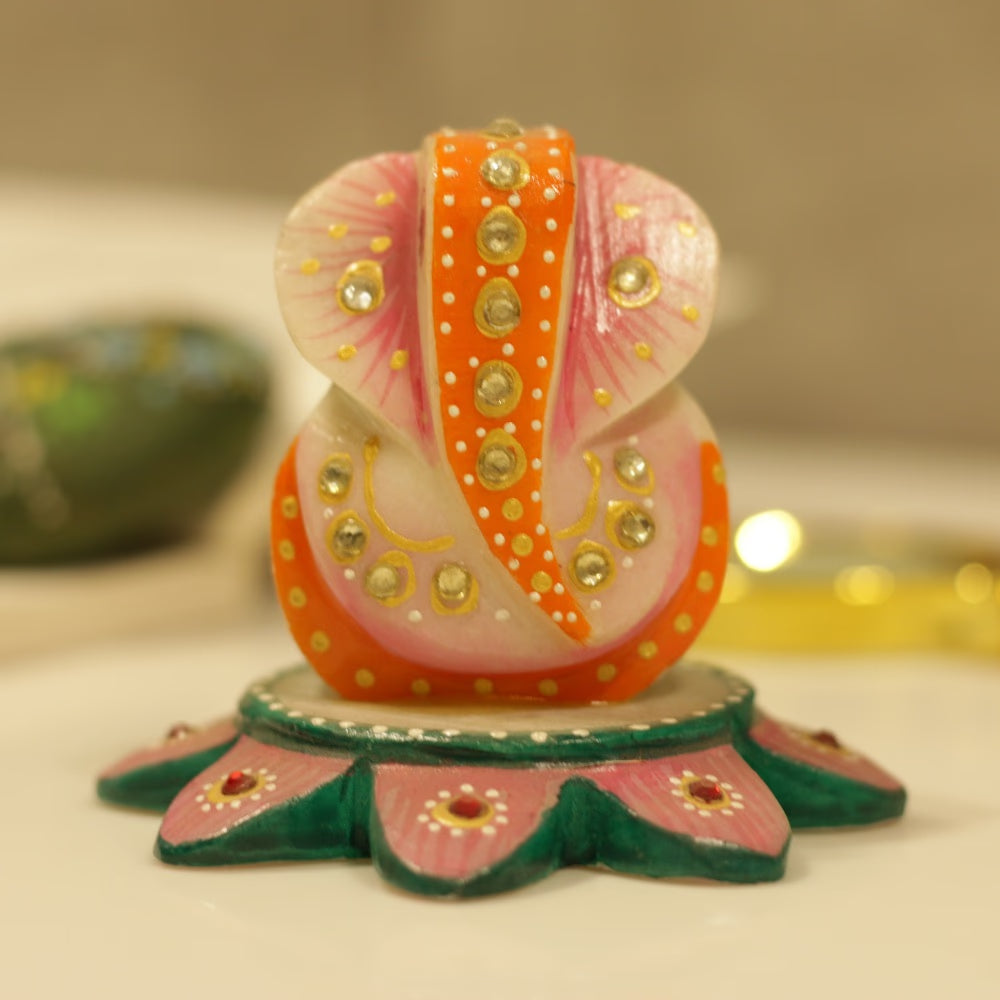 Marble Ganesh on Lotus