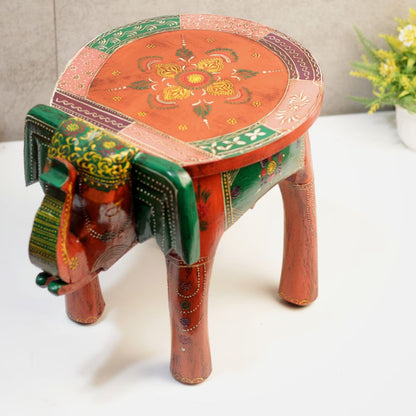 10' Wooden Colorful Elephant Stool