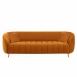 Modern Channel-Tufted Upholstered Sofa with Rounded Arms & Vertical Stitching