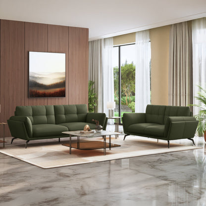 Modern 3-Seater Upholstered Sofa with Tufted Back & Sleek Metal Legs