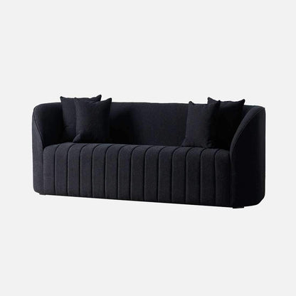 Modern Black 3 Seater Sofa | Vertical Channel Tufted Upholstered Sofa-Shivora Crafts