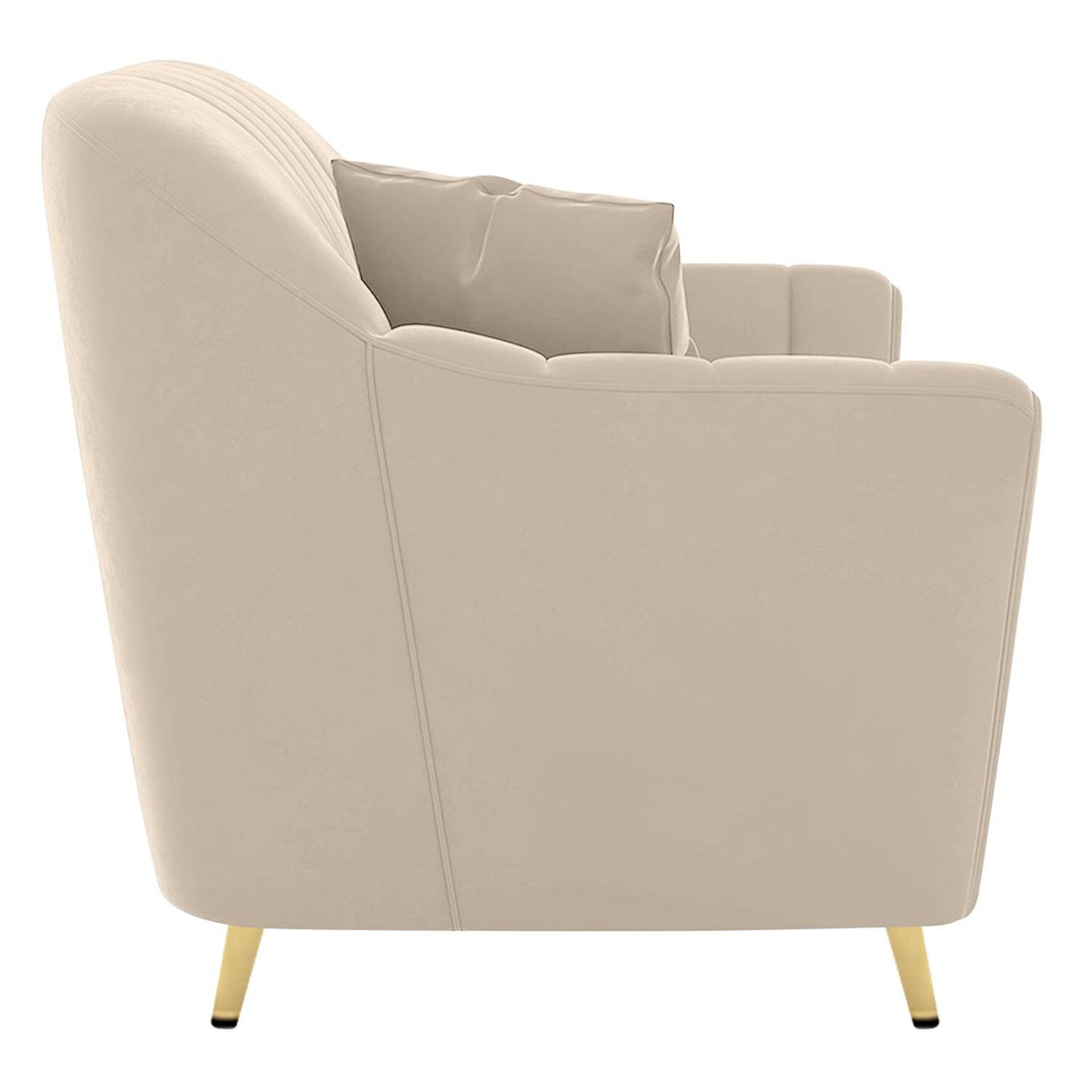 Modern Upholstered Accent Chair with Channel Tufted Back & Curved Arms