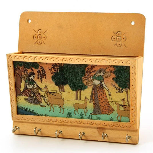 Wooden Gemstone Painted Letter Holder.