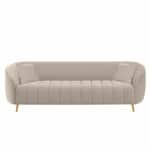 Modern Channel-Tufted Upholstered Sofa with Rounded Arms & Vertical Stitching