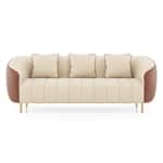 Modern Quilted 3-Seater Sofa with Channel-Tufted Seat & Cushions