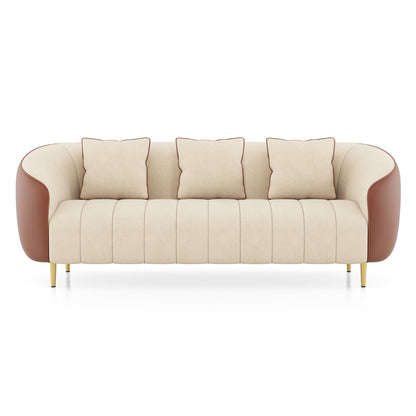 Modern Channel Tufted 3-Seater Sofa with Quilted Arms - Shivora Crafts