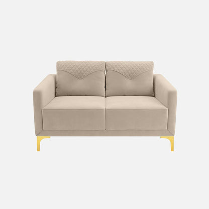 Modern Quilted 2-Seater Loveseat Sofa with Cushioned Backrest & Gold-Tone Legs