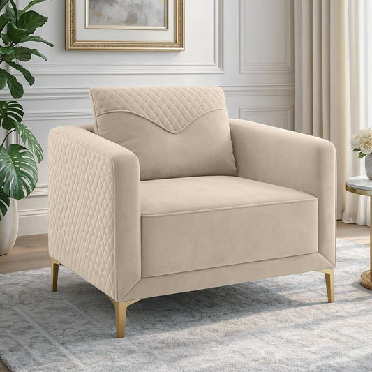 Modern Upholstered Accent Chair with Diamond Quilted Back & Arms