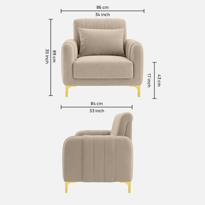 Modern Upholstered Accent Chair with Vertical Channel Back & Rounded Arms