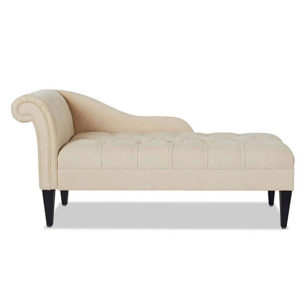 Elegant Tufted Chaise Lounge with Rolled Backrest & Tapered Legs