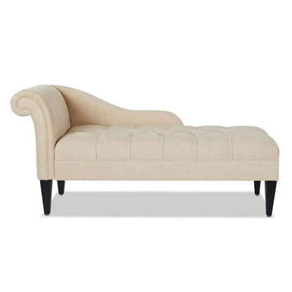 Elegant Tufted Chaise Lounge with Rolled Backrest & Tapered Legs