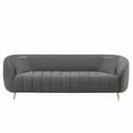 Modern Channel-Tufted Upholstered Sofa with Rounded Arms & Vertical Stitching