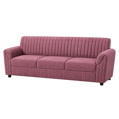 Modern 3 Seater Channel Tufted Sofa | Fabric Upholstered Living Room Sofa