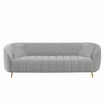 Modern Channel-Tufted Upholstered Sofa with Rounded Arms & Vertical Stitching