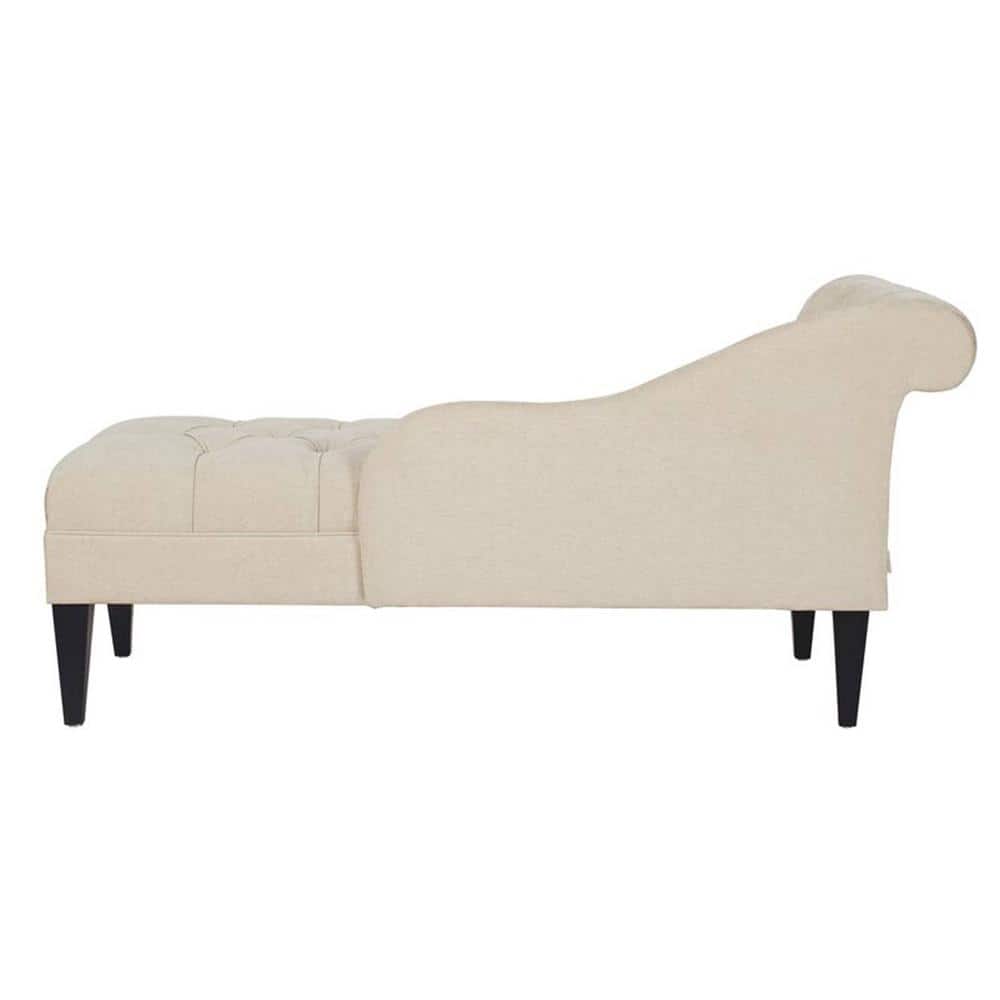 Elegant Tufted Chaise Lounge with Rolled Backrest & Tapered Legs