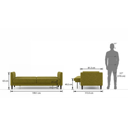 Modern 3 Seater Fabric Sofa with Cushioned Backrest- Shivora Crafts