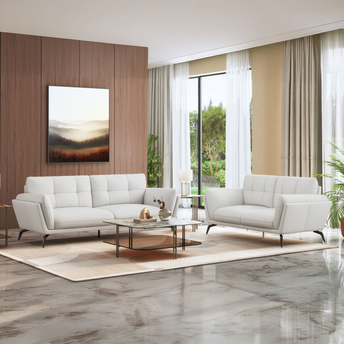 Modern 3-Seater Sofa with Tufted Backrest & Sleek Metal Legs