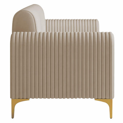 Modern 3-Seater Sofa with Channel-Tufted Back & Metal Legs