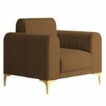 Modern Channel-Tufted Accent Chair with Curved Arms & Metal Legs