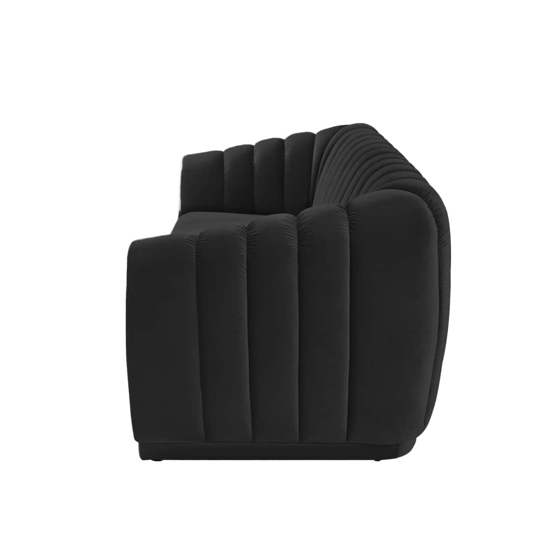 Modern Black 3 Seater Sofa | Channel Tufted Upholstered Sofa - Shivora Crafts